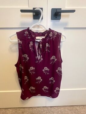 Loft Floral Tank Top, size medium, plum colour, new without tags